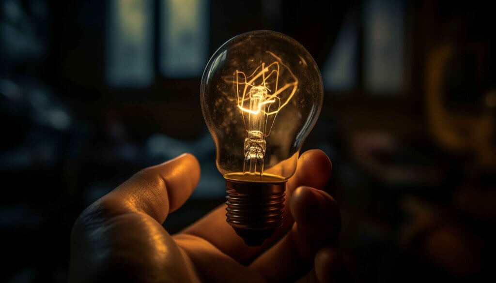 Mão segurando uma lâmpada acesa, representando o mercado livre de energia